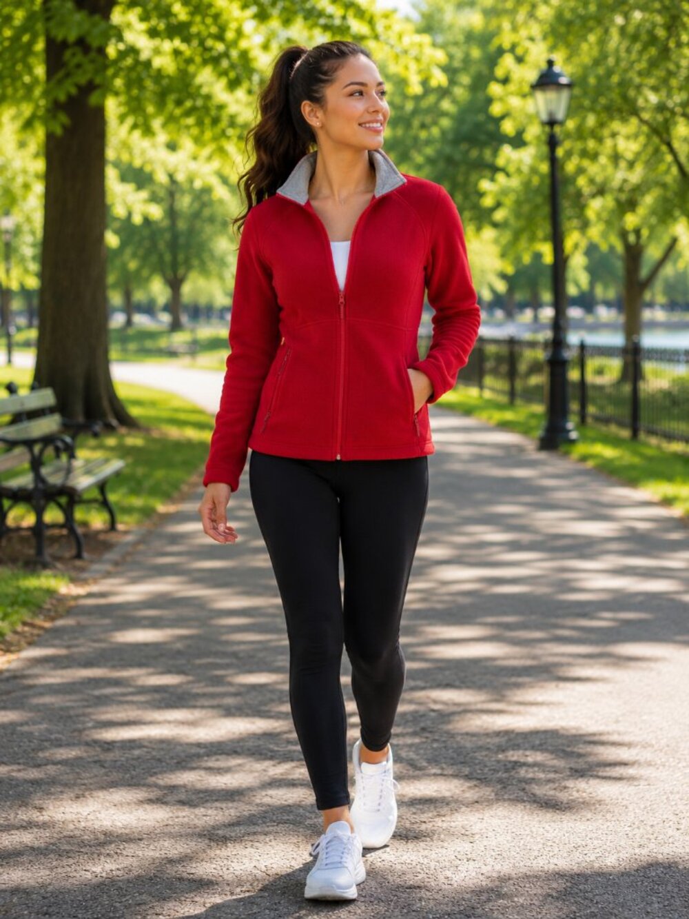 Fleece women's jacket red Size Small
